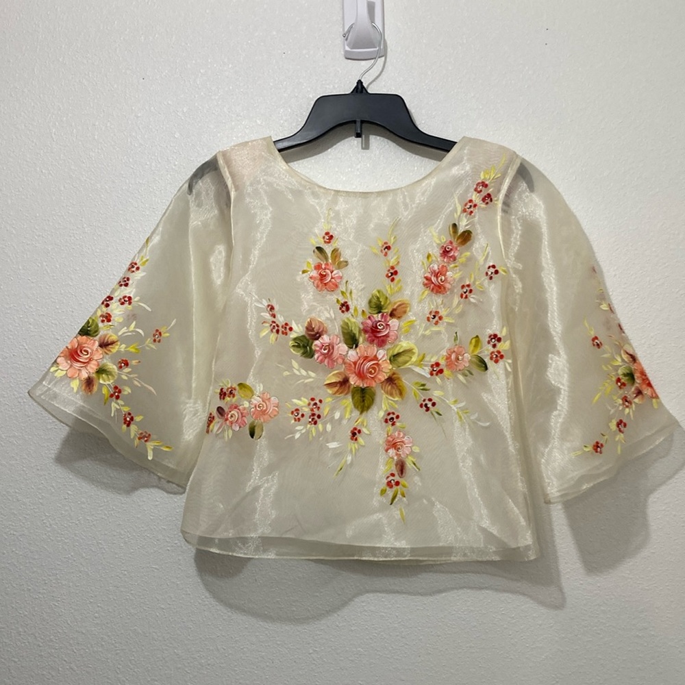 Raffaella Philippines Kultura Top Painted Flowers Flower Size Small